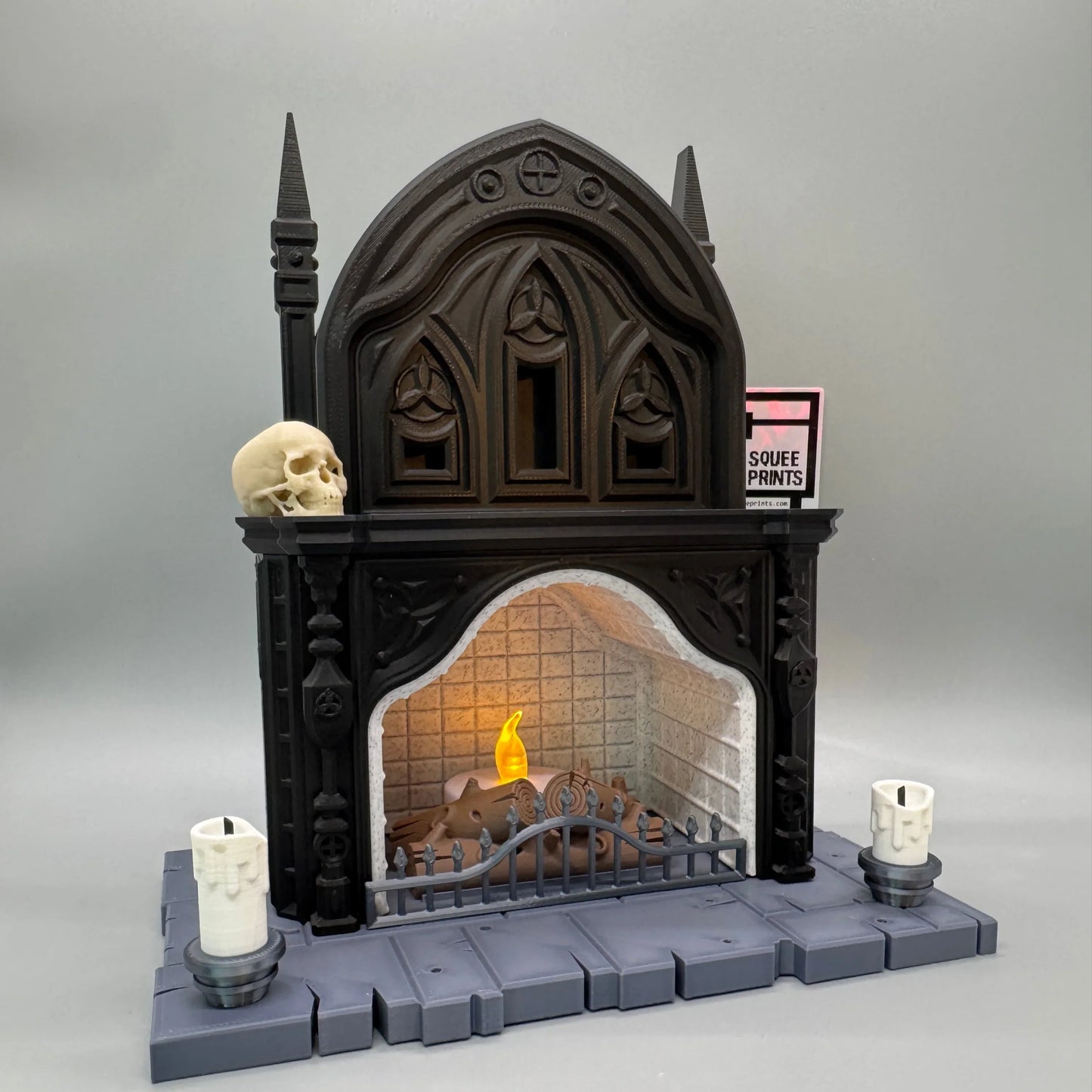 Gothic Fireplace | Halloween Decor | Miniature Curiosity | 3D Printed - Squee Prints
