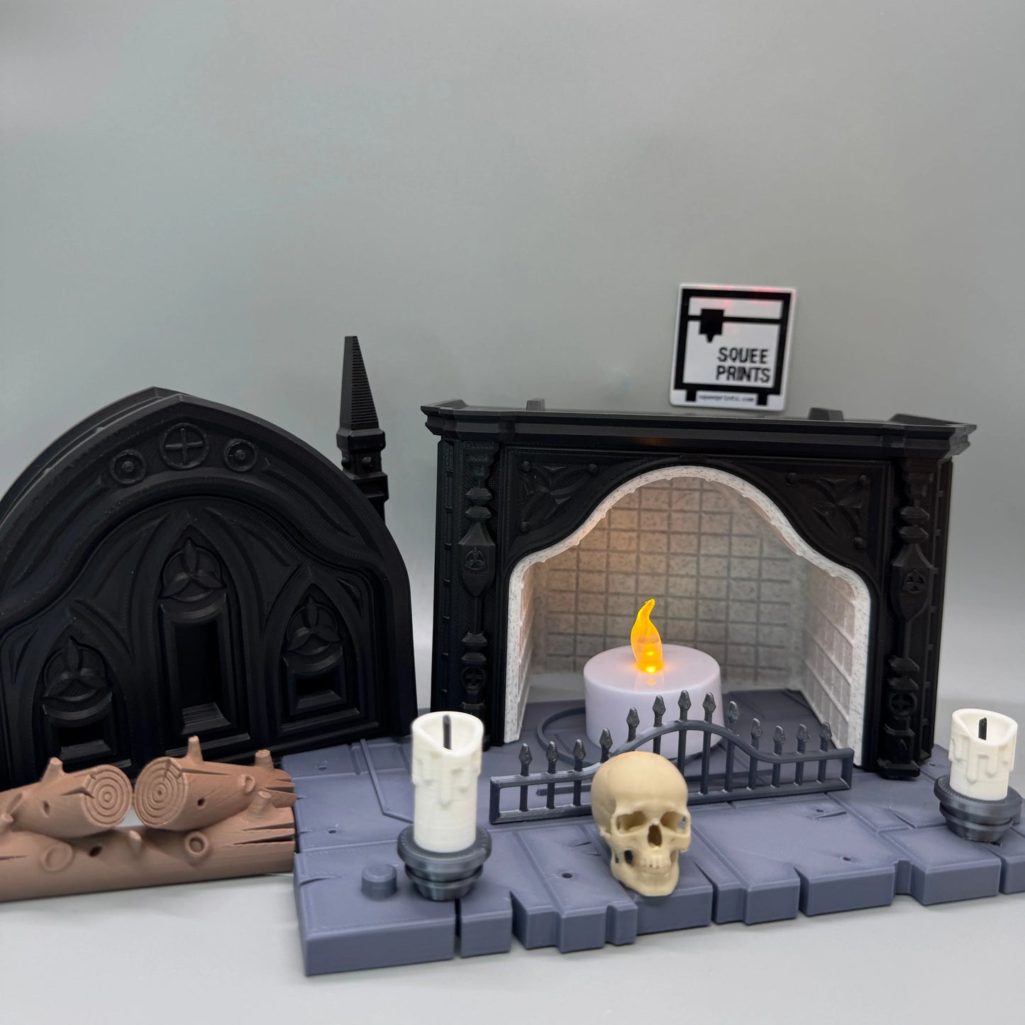 Gothic Fireplace | Halloween Decor | Miniature Curiosity | 3D Printed - Squee Prints