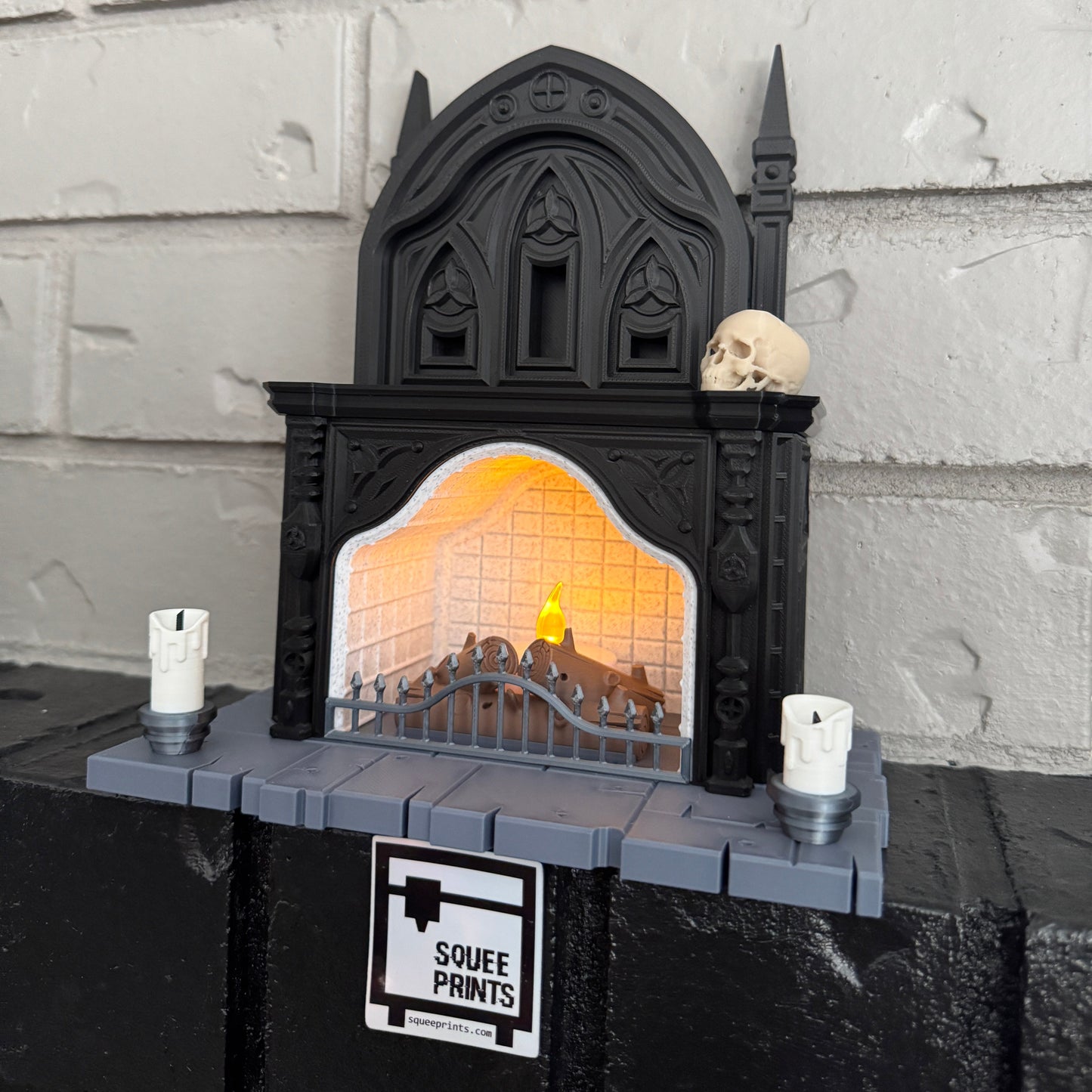Gothic Fireplace | Halloween Decor | Miniature Curiosity | 3D Printed