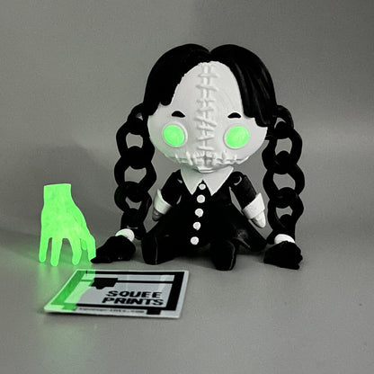 Wednesday Addams with Thing | Creepy Doll - Squee Prints