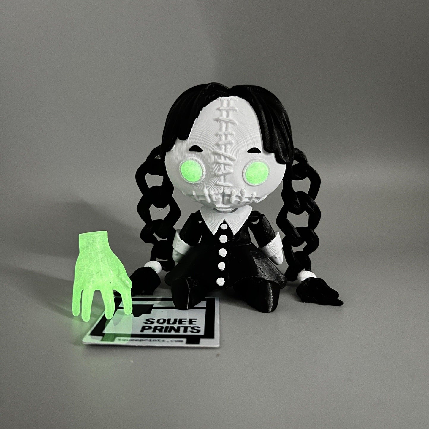 Wednesday Addams with Thing | Creepy Doll | Glow in the Dark - Squee Prints