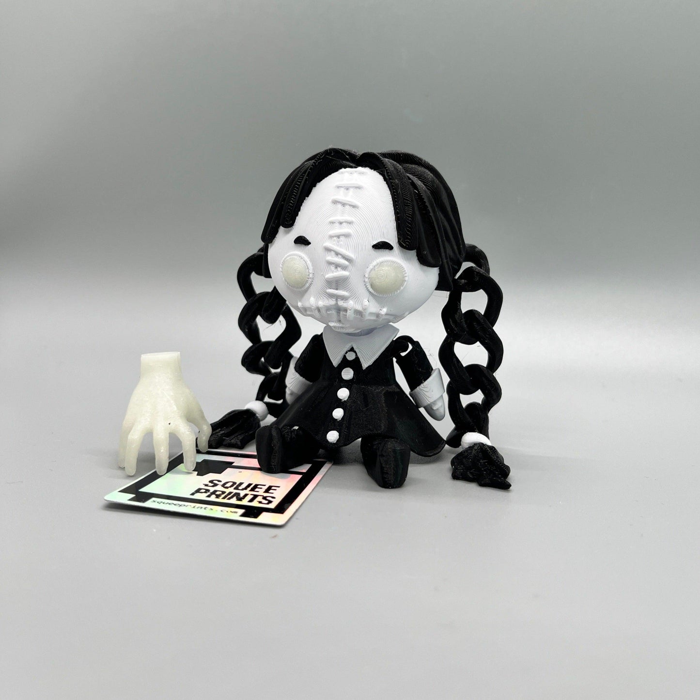 Wednesday Addams with Thing | Creepy Doll | Glow in the Dark - Squee Prints