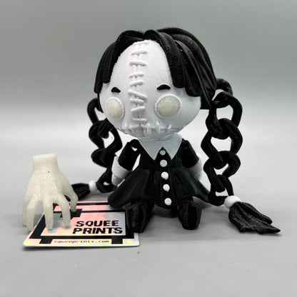 Wednesday Addams with Thing | Creepy Doll | Glow in the Dark - Squee Prints