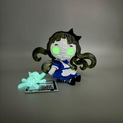 Alice in Wonderland with Rabbit | Creepy Doll | Glow in the Dark - Squee Prints