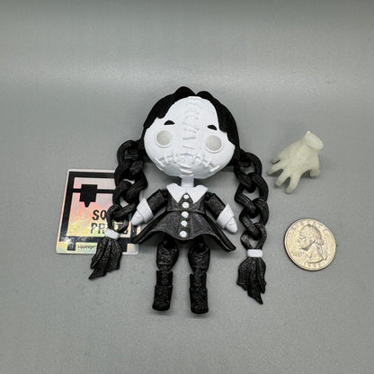 Wednesday Addams with Thing | Creepy Doll | Glow in the Dark - Squee Prints