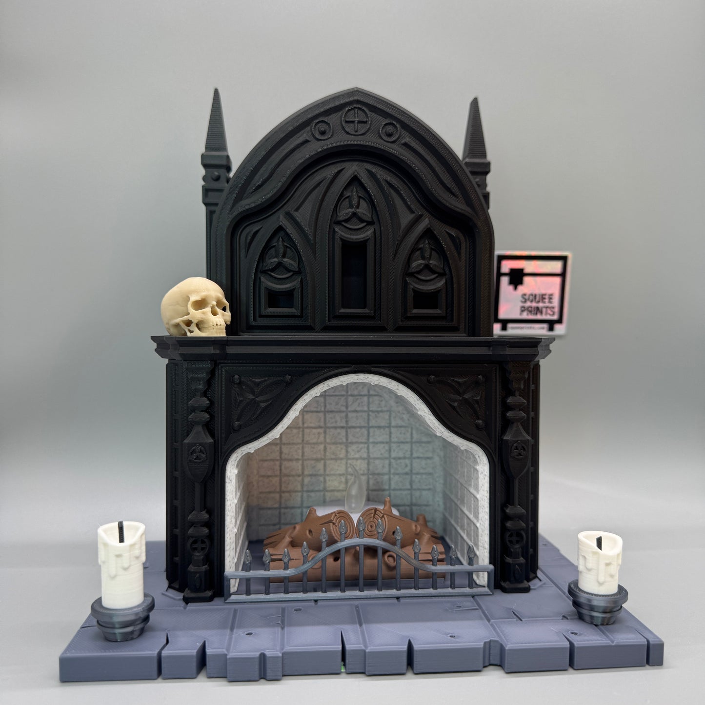 Gothic Fireplace | Halloween Decor | Miniature Curiosity | 3D Printed