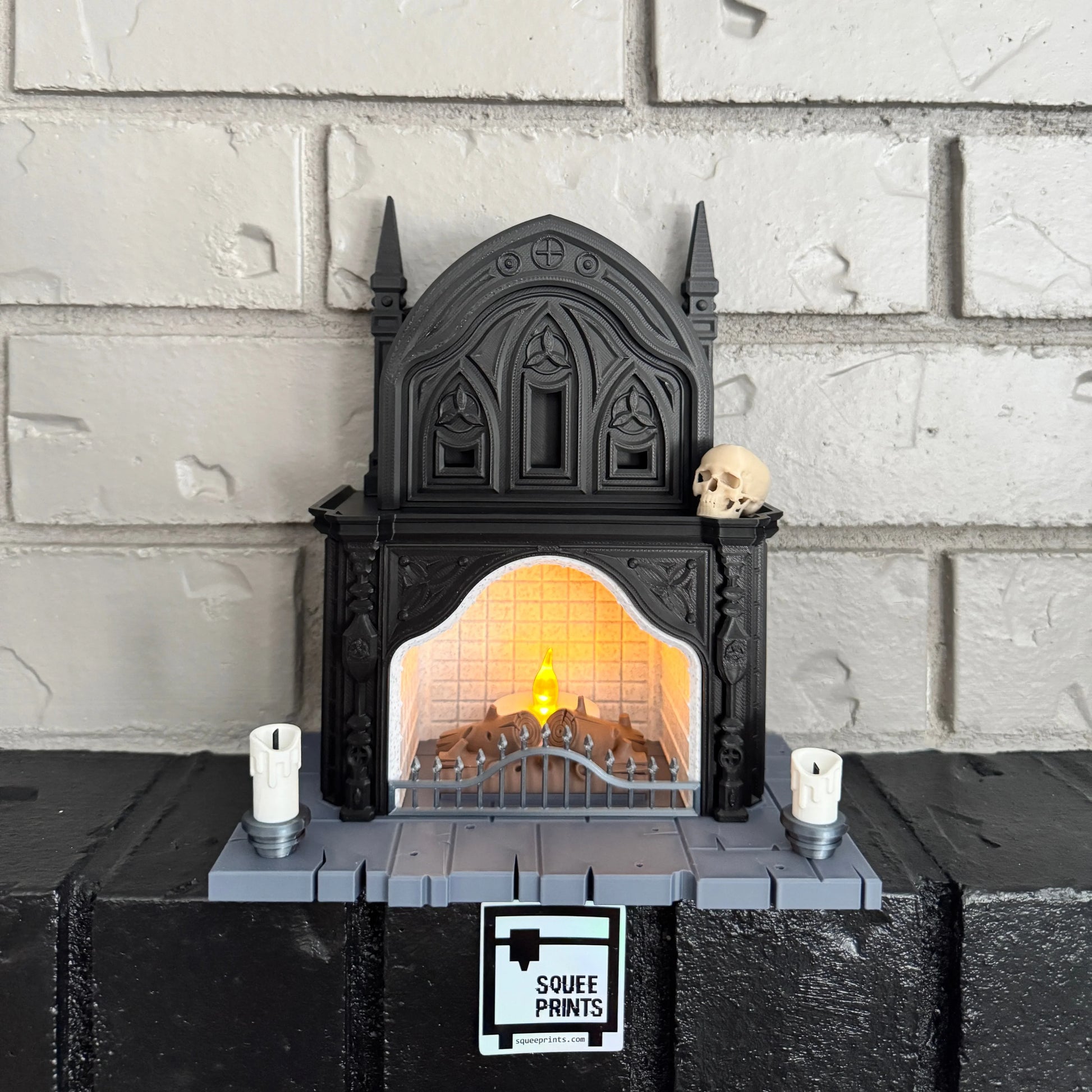 Gothic Fireplace | Halloween Decor | Miniature Curiosity | 3D Printed - Squee Prints