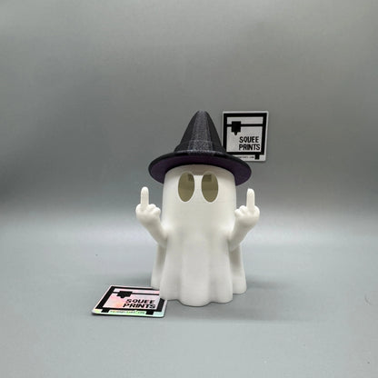 Middle Finger Ghost with Witch Hat | Halloween Decor | Tealight Ghost | 3D Printed - Squee Prints