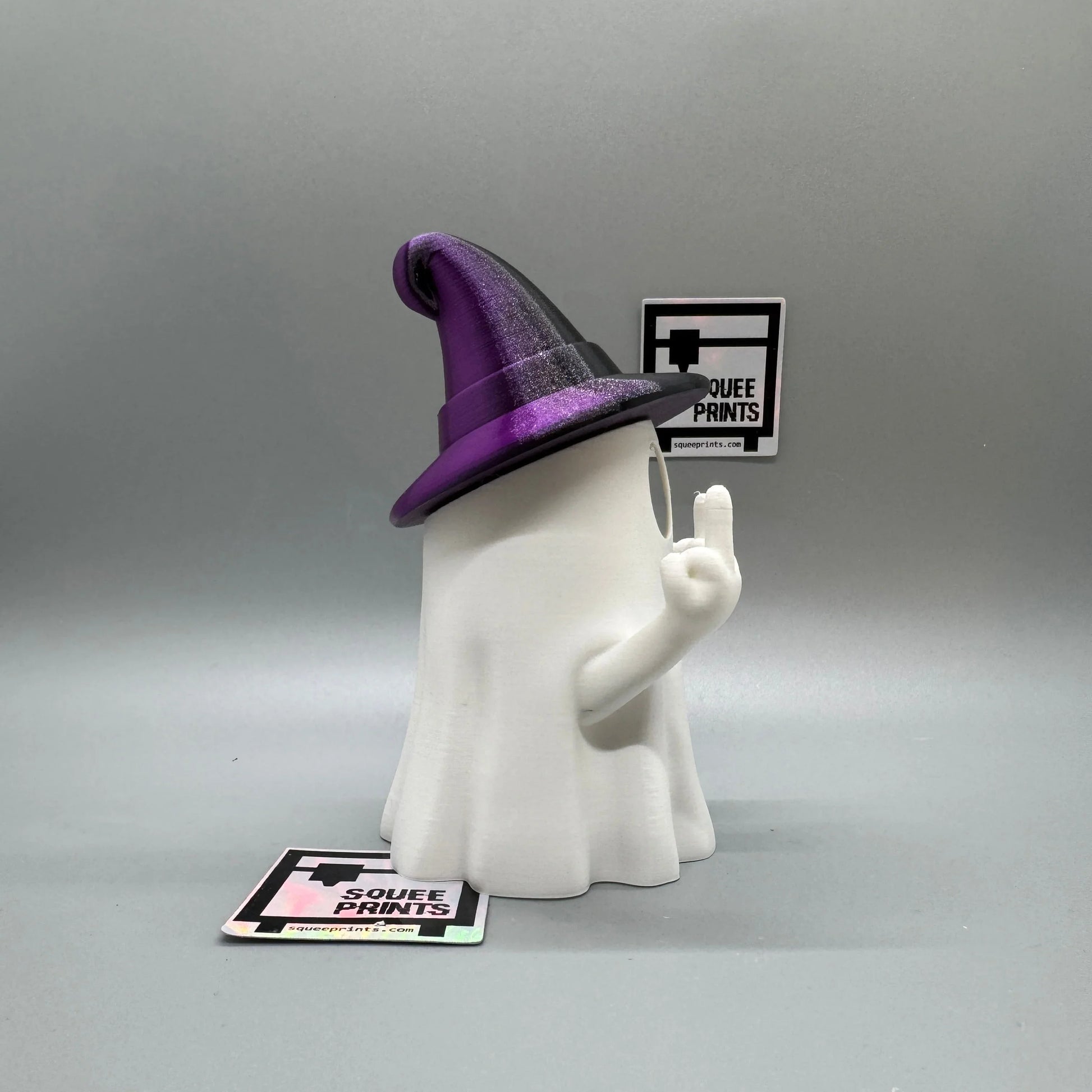 Middle Finger Ghost with Witch Hat | Halloween Decor | Tealight Ghost | 3D Printed - Squee Prints