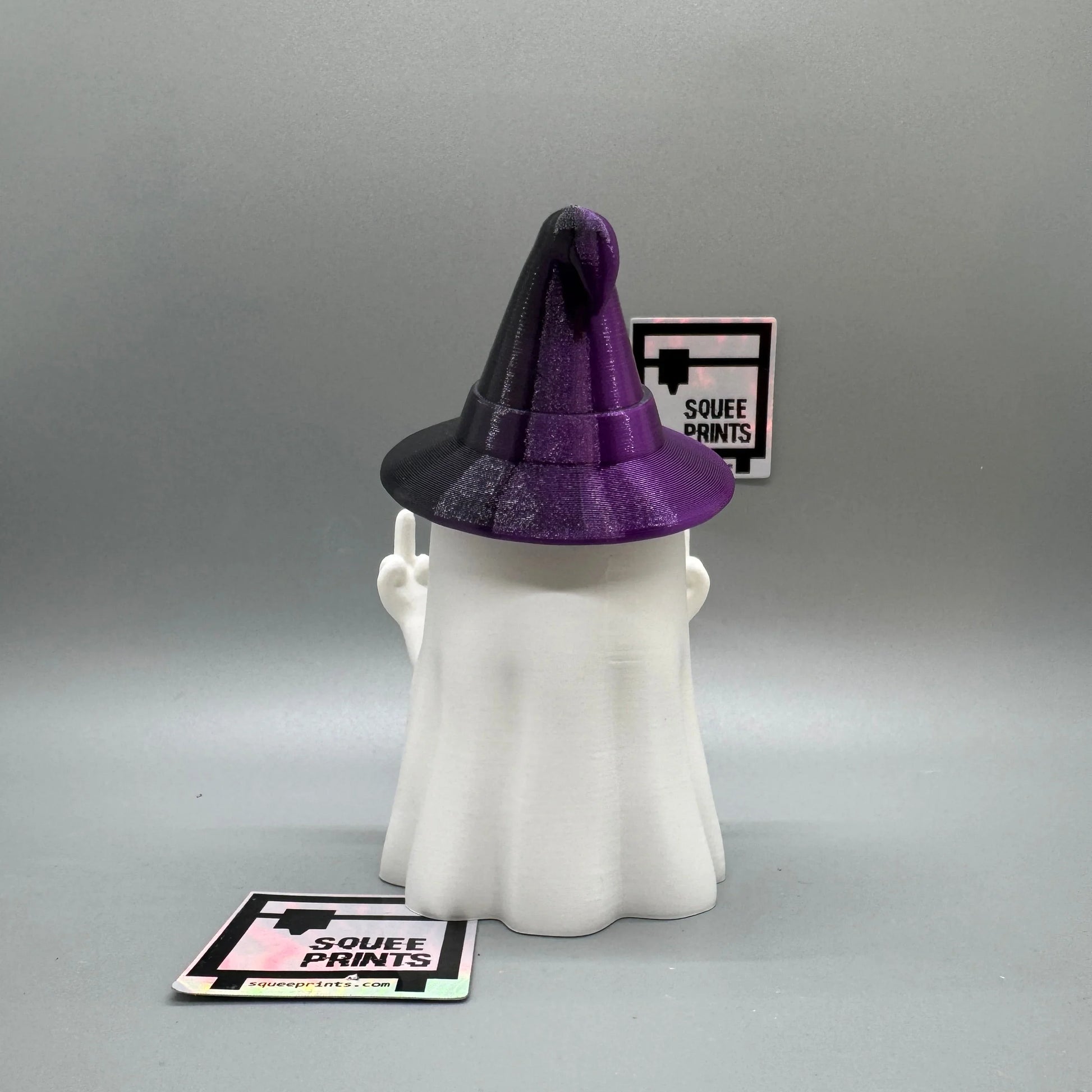 Middle Finger Ghost with Witch Hat | Halloween Decor | Tealight Ghost | 3D Printed - Squee Prints
