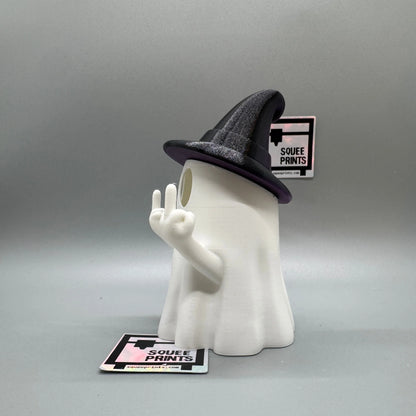 Middle Finger Ghost with Witch Hat | Halloween Decor | Tealight Ghost | 3D Printed - Squee Prints