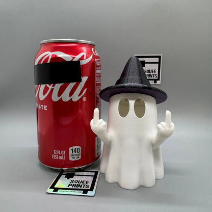 Middle Finger Ghost with Witch Hat | Halloween Decor | Tealight Ghost | 3D Printed - Squee Prints