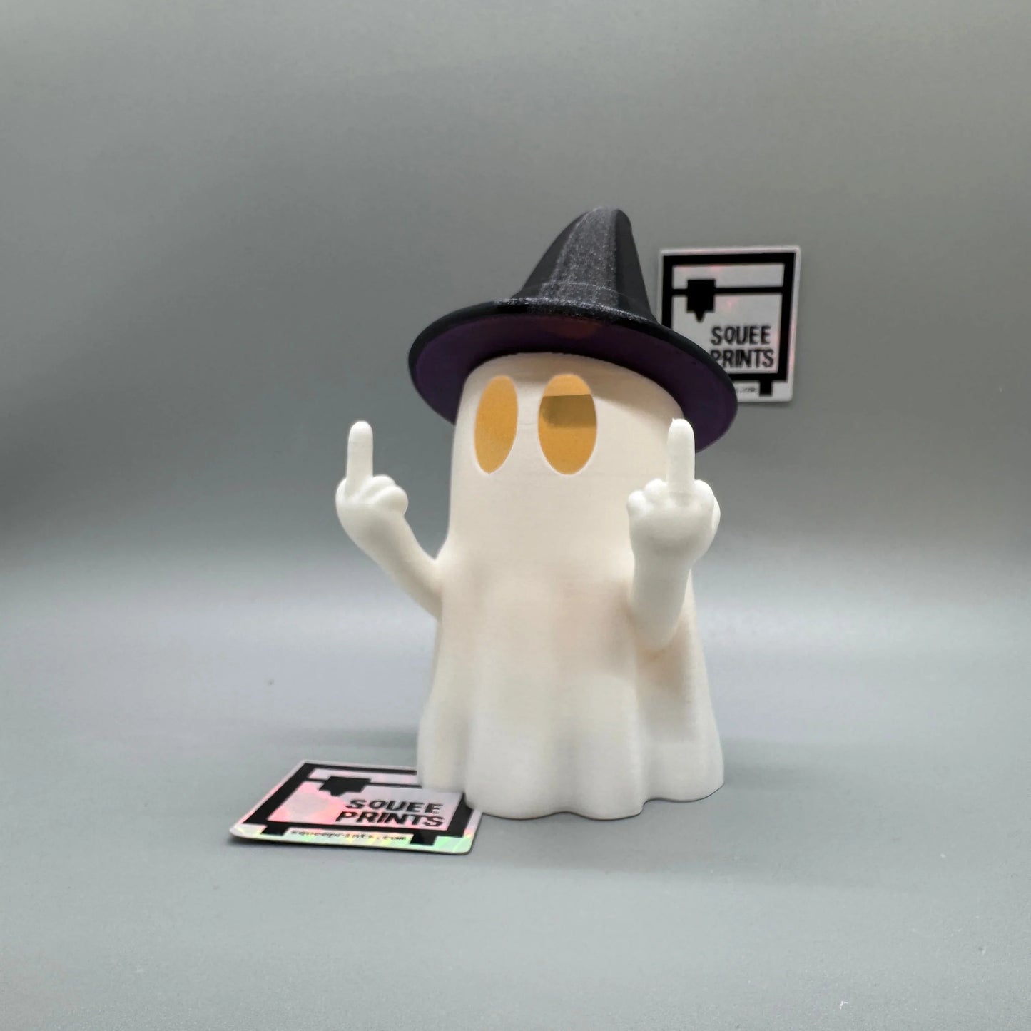Middle Finger Ghost with Witch Hat | Halloween Decor | Tealight Ghost | 3D Printed - Squee Prints