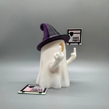 Middle Finger Ghost with Witch Hat | Halloween Decor | Tealight Ghost | 3D Printed - Squee Prints