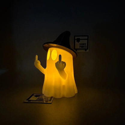 Middle Finger Ghost with Witch Hat | Halloween Decor | Tealight Ghost | 3D Printed - Squee Prints
