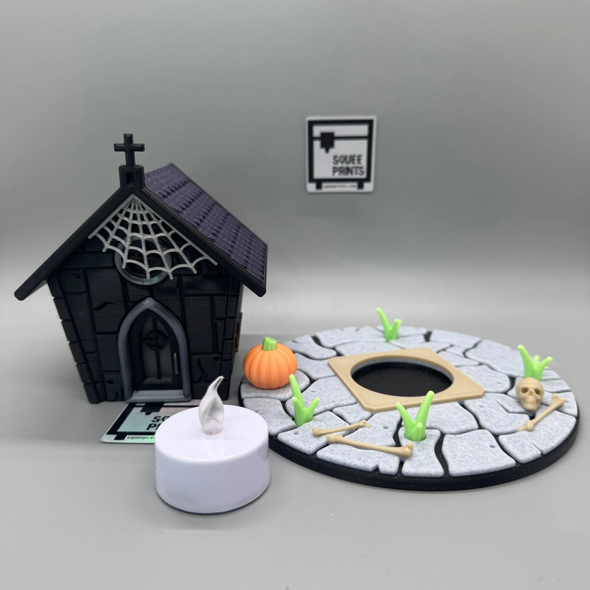 Haunted Miniature Mausoleum | Mini Crypt | Halloween Decor | 3D Printed - Squee Prints