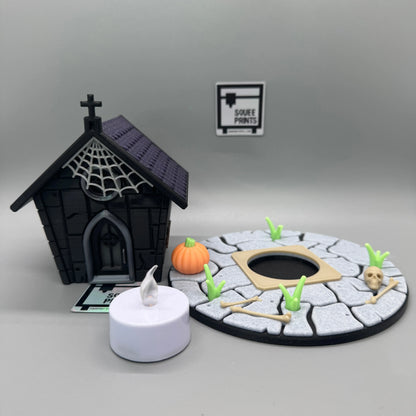 Haunted Miniature Mausoleum | Mini Crypt | Halloween Decor | 3D Printed - Squee Prints