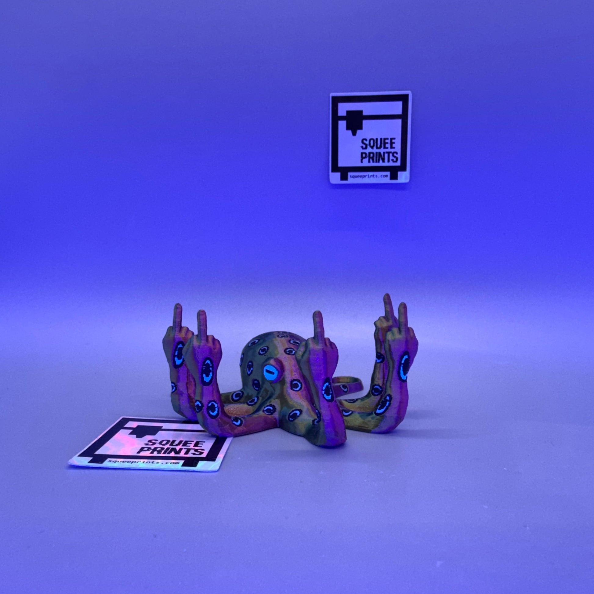 Blue Ringed Fucktopus | Prank Gift | Middle Finger Octopus | Glow in the Dark - Squee Prints