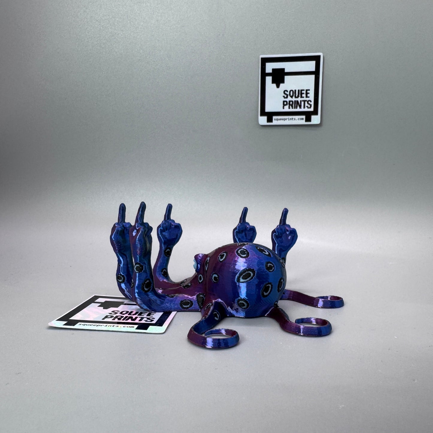 Blue Ringed Fucktopus | Prank Gift | Middle Finger Octopus | Glow in the Dark - Squee Prints