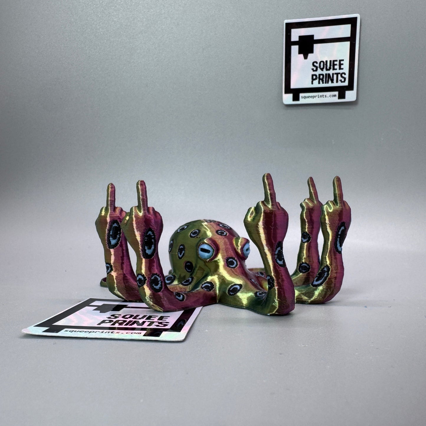 Blue Ringed Fucktopus | Prank Gift | Middle Finger Octopus | Glow in the Dark - Squee Prints