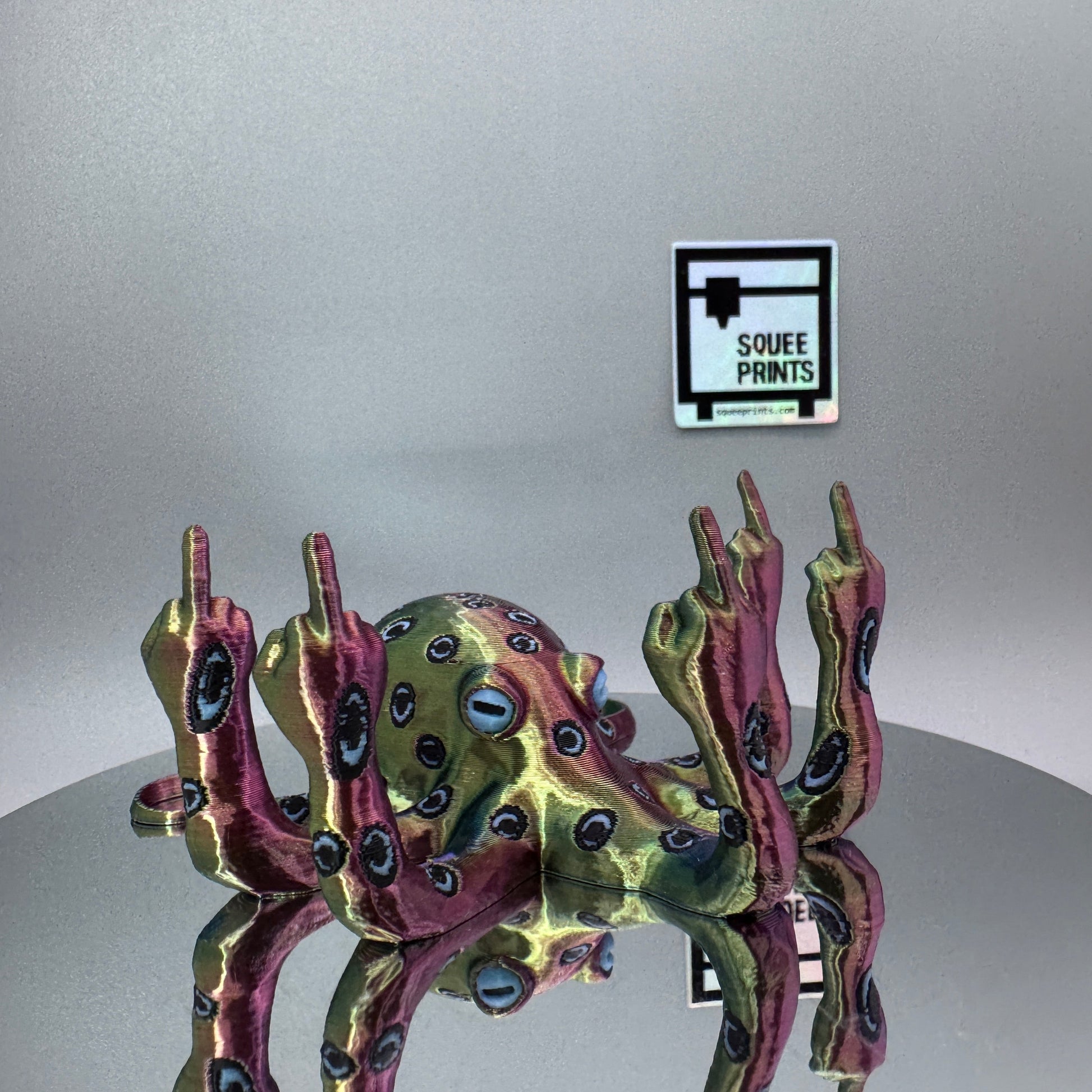 Blue Ringed Fucktopus | Prank Gift | Middle Finger Octopus | Glow in the Dark - Squee Prints