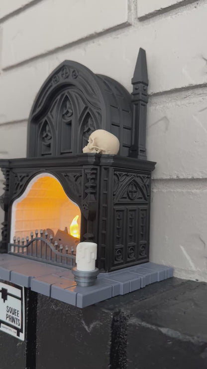 Gothic Fireplace | Halloween Decor | Miniature Curiosity | 3D Printed